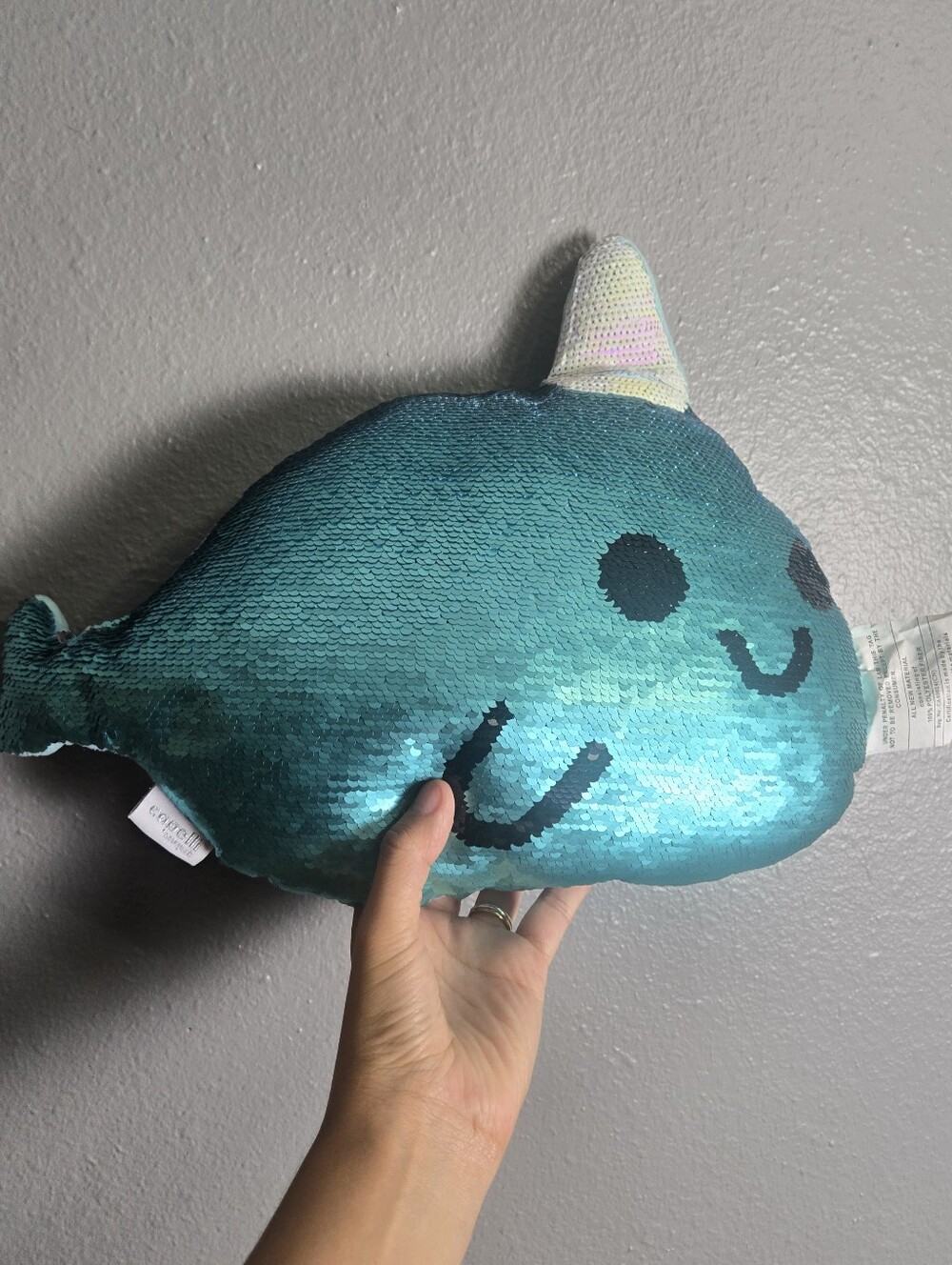 Capelli New York Sequin Narwhal Whale Pillow